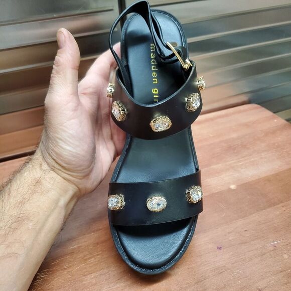 Madden Girl Storrm Black Platform Jeweled Heel Sandals 7.5 M - Picture 11 of 15